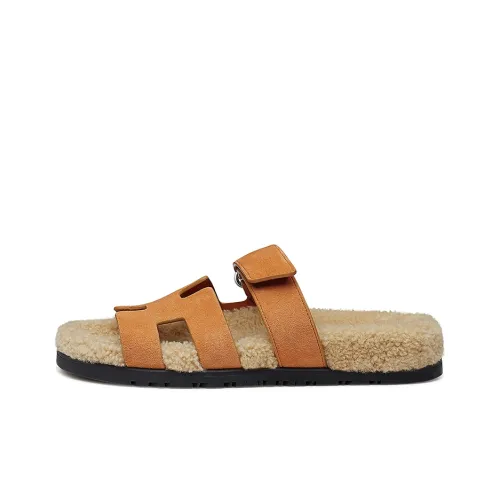 HERMES Chypre Slide Slippers Women's Brown