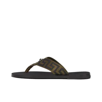 VERSACE Rubber Sole Slip Resistant Flip Flops Men's Black Green