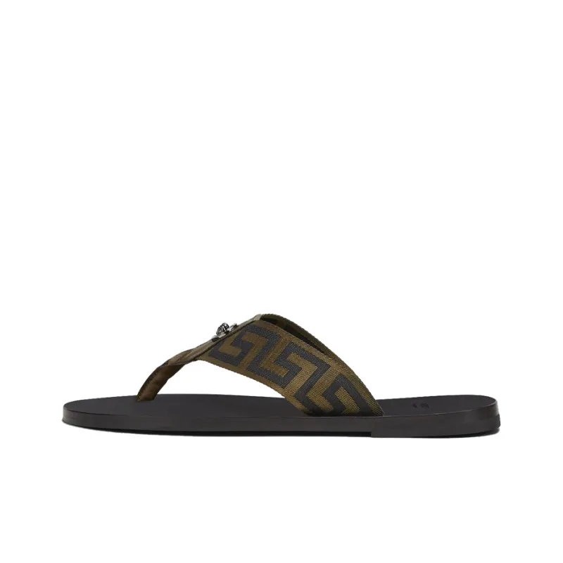 VERSACE Rubber Sole Slip Resistant Flip Flops Men's Black Green-0