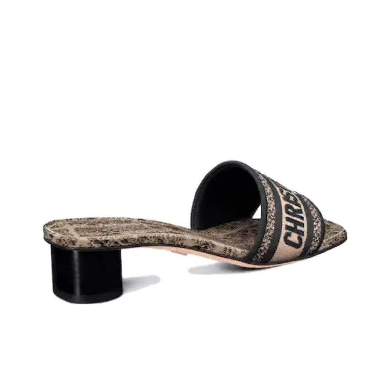 DIOR Slide Slippers Women's Beige Black-3