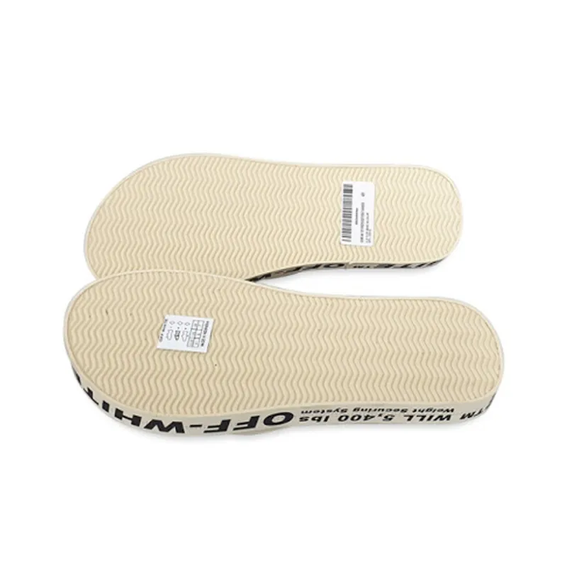 OFF WHITE Beach Alphabet Thick Sole White Flip Flops-3