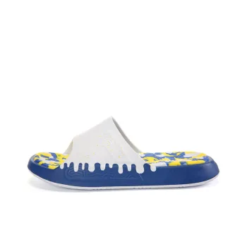 HAIER BROS x PEAK Slide Slippers Unisex White Blue Yellow