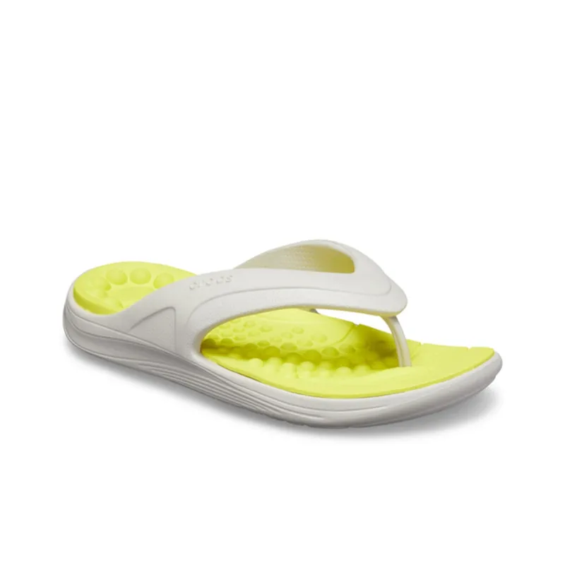 Crocs Reviva Stylish Upper Round Toe Flip Flops 'White Yellow'-2