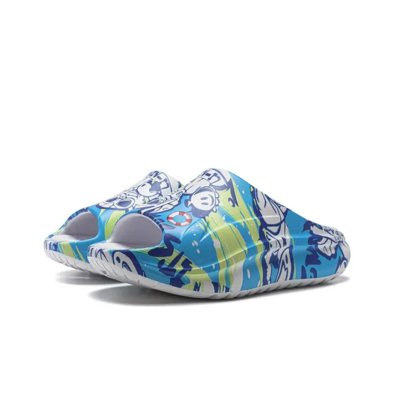LOL x LiNing Rubber Sole Slide Slippers Unisex Blue Green-2