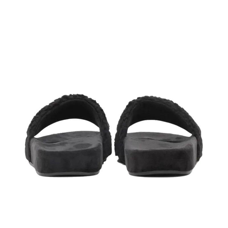 FILA Drifter Fuzzy Slide Slippers Unisex Black Korean Style-3