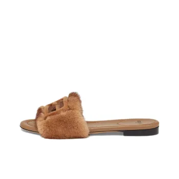 FENDI Signature Slide Slippers Women's Brown