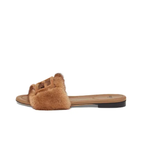 FENDI Signature Slide Slippers Women's Brown