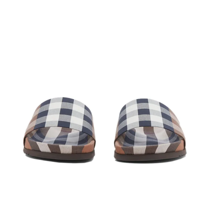 Burberry Check Cotton Slides Birch Brown-2
