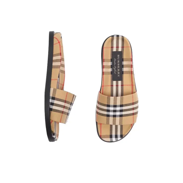 Burberry Vintage Slide Slippers Men's Classical Style Yellow-4