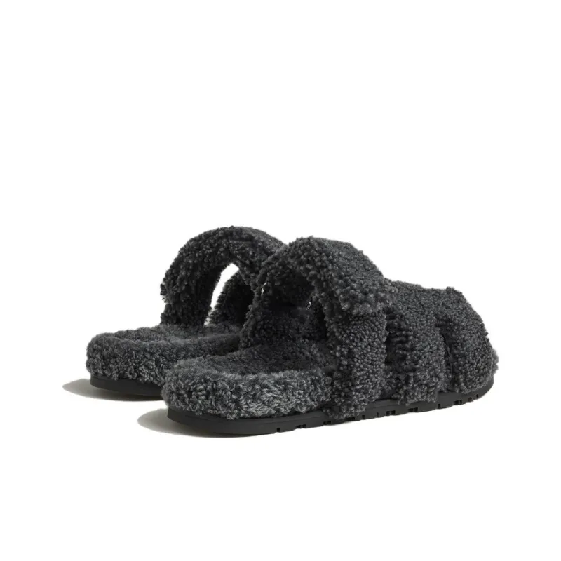 HERMES Slide Slippers Men's Black-3