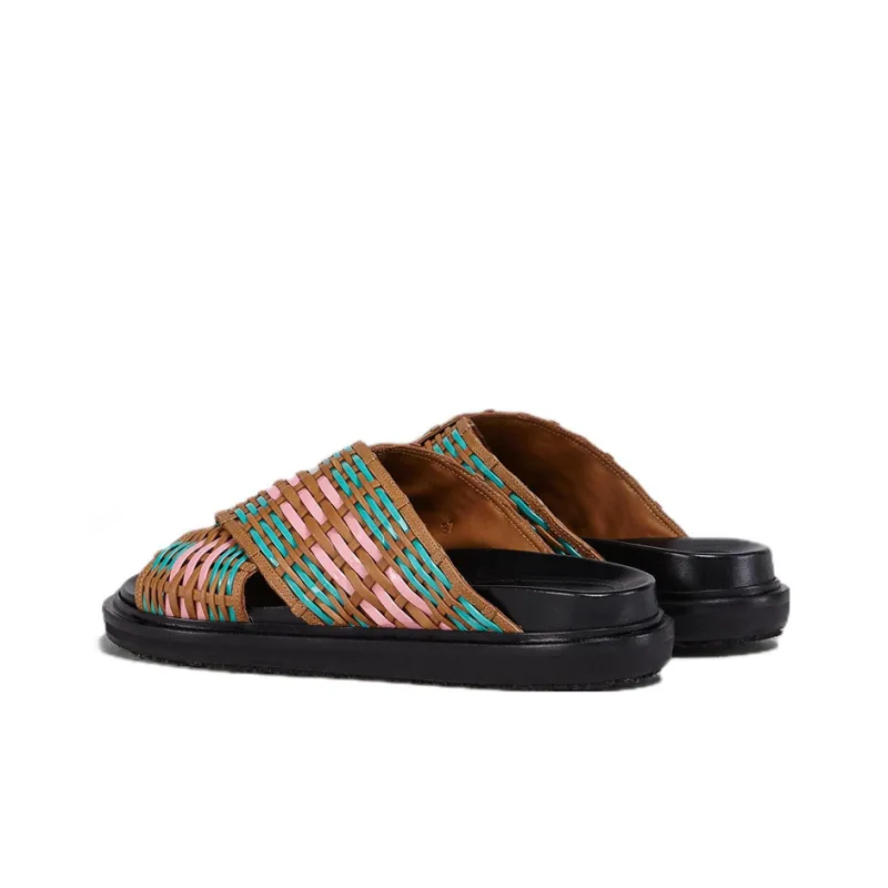 MARNI Criss-Cross Interwoven Slides Women's-2