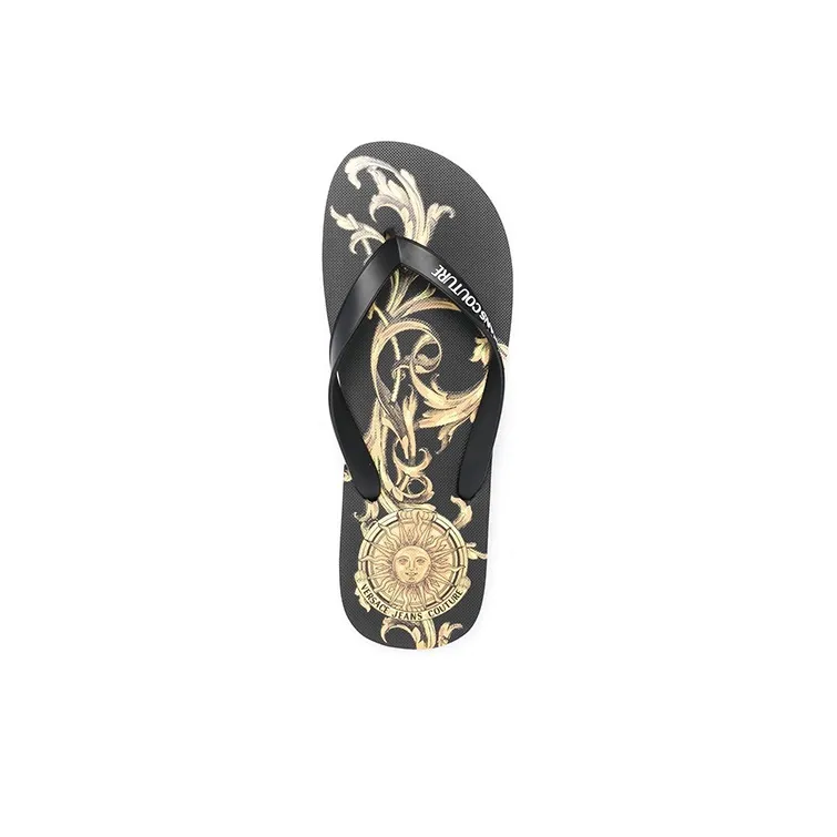 VERSACE Rubber Sole Quiet Flip Flops Men's Black-3