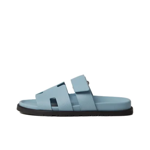 HERMES Chypre Slide Slippers Men Cerulean