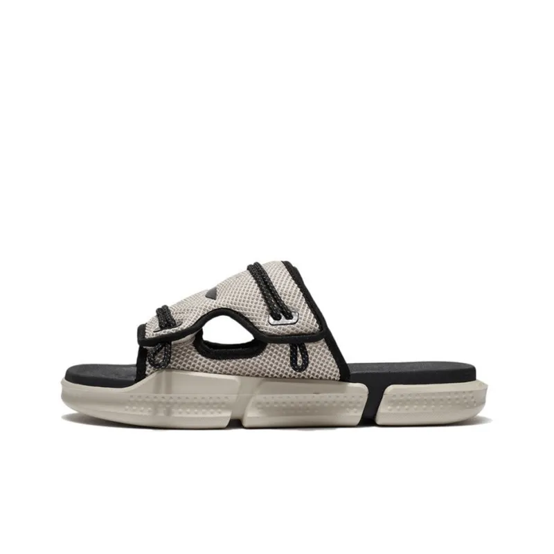 LiNing Rubber Sole Slide Slippers Men's Oat Gray-0