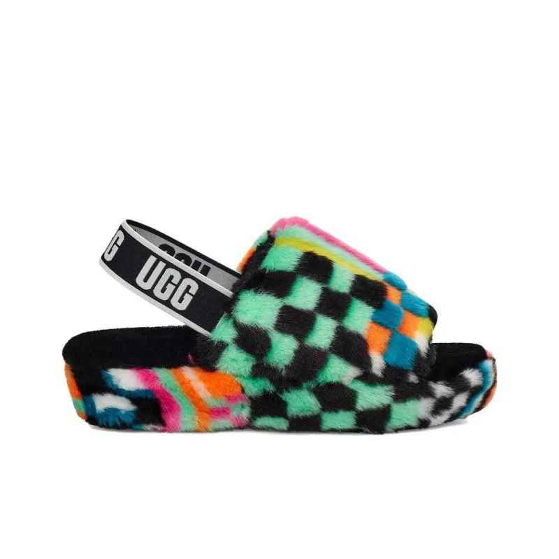 UGG FLUFF YEAH Slippers Women's Black Multicolor-1