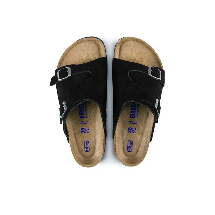 Birkenstock Zrich Soft Footbed Suede Leather Narrow Fit Sandals 'Black'-4