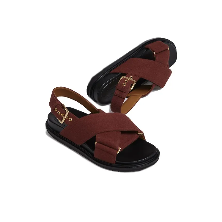 MARNI Fussbett Strap Sandals Women's Brown-4