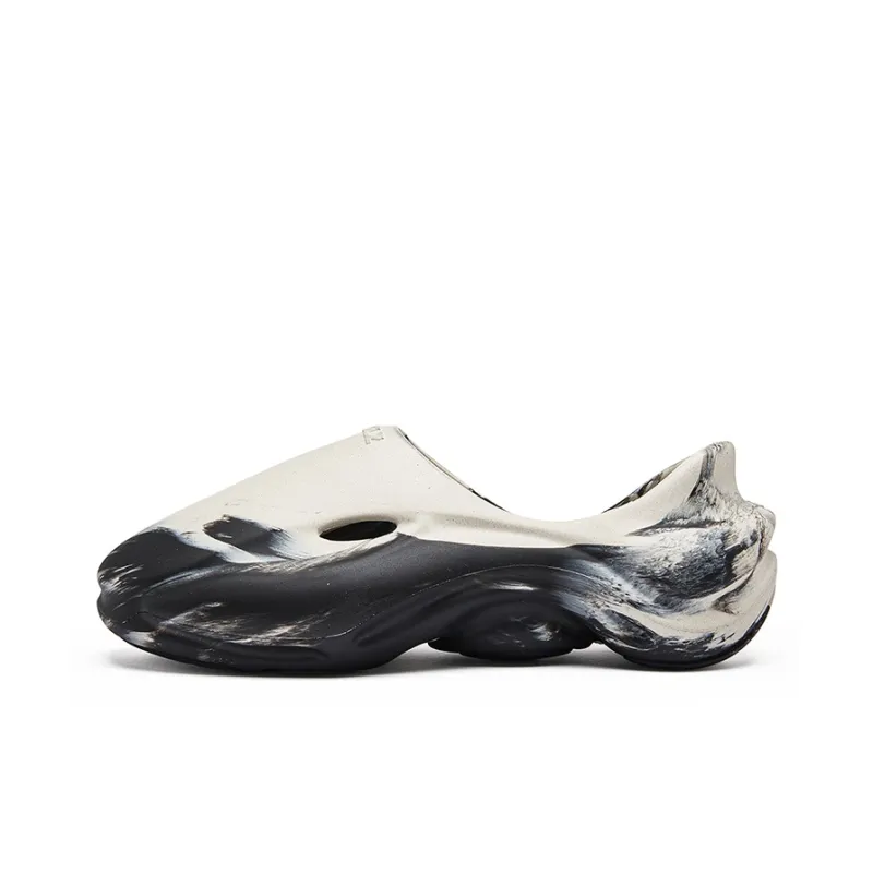 EQLZ EQUALIZER Quiet Abrasion Resistant Slide Slippers Unisex Black White-0