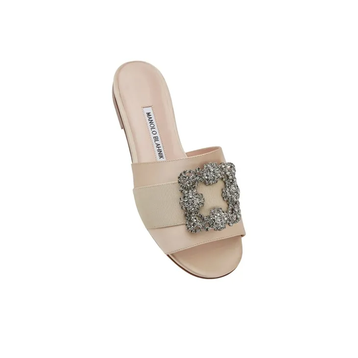 MANOLO BLAHNIK Slide Slippers Women's Beige-3