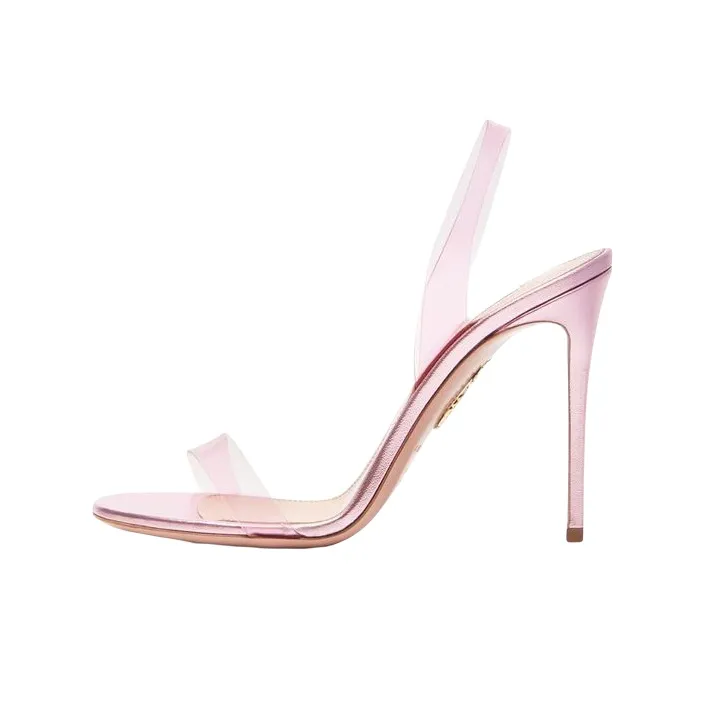 AQUAZZURA So Nude Plexi Strap Sandals Women's Pink-0