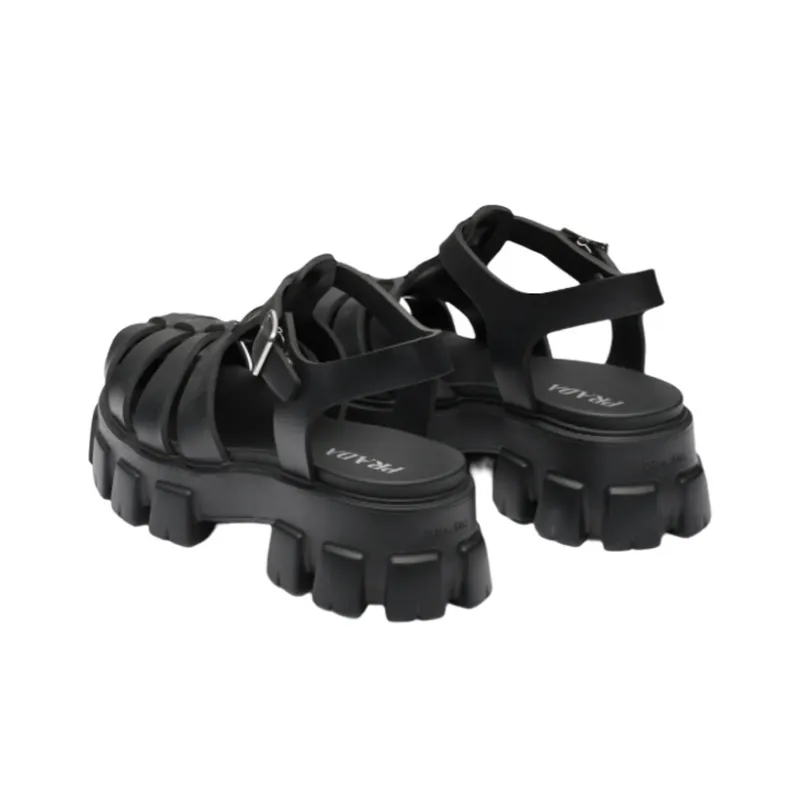 PRADA Triangle-logo Fisherman Sandals-3