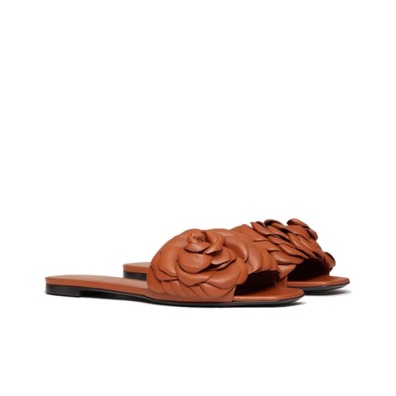 Valentino Atelier Slide Slippers Women's Brown-2