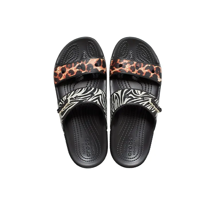 Crocs Classic Clog Cozy Unisex Black Multi Color Slippers 'Black'-3