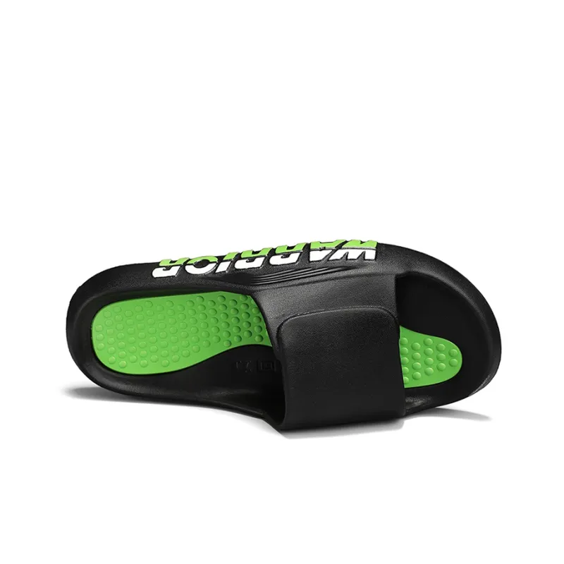 Warrior Quiet Slide Slippers Men's Black Green-3