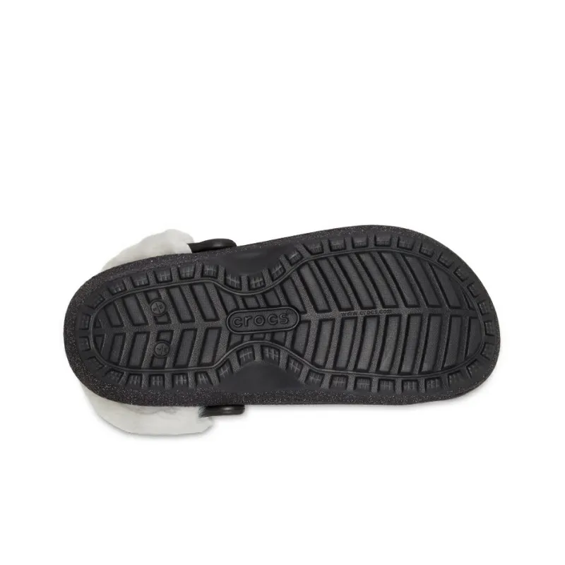 Crocs Disco Classic Lined Disco Glitter Clogs 'Black White'-5