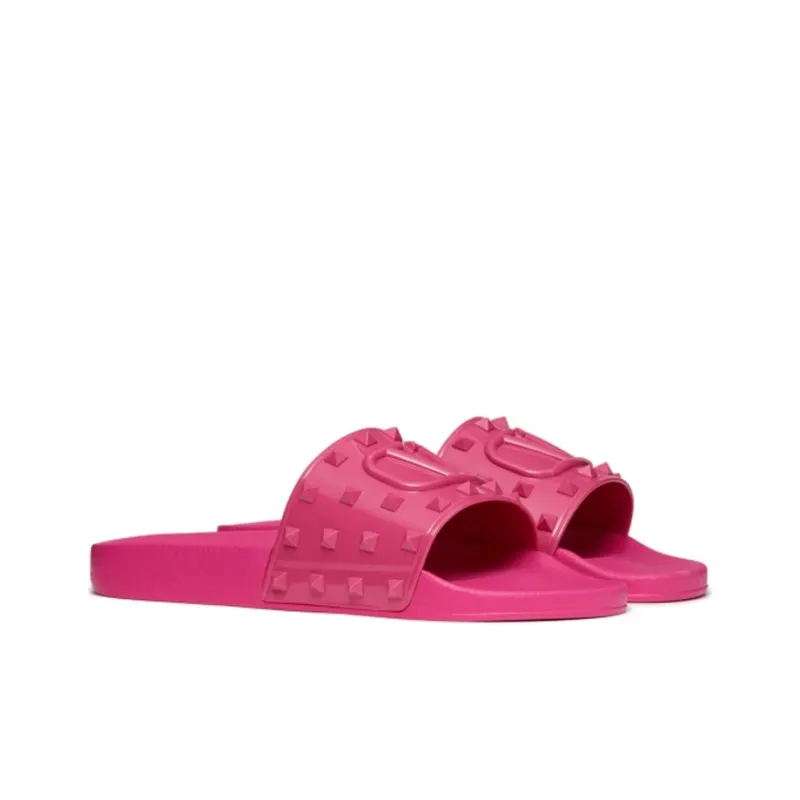 Valentino VLogo Signature Slide Slippers Men's Pink-2