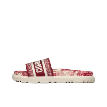 DIOR Slide 'Toile De Jouy Flowers Embroidered' Sandals Red Women's
