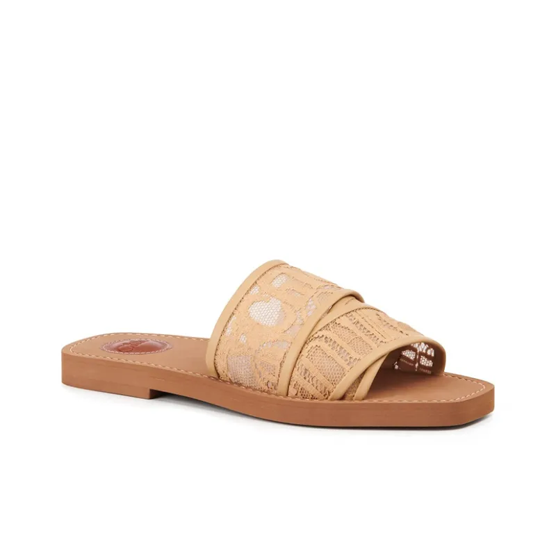 Chloé Woody Slide Slippers Women's Beige-2