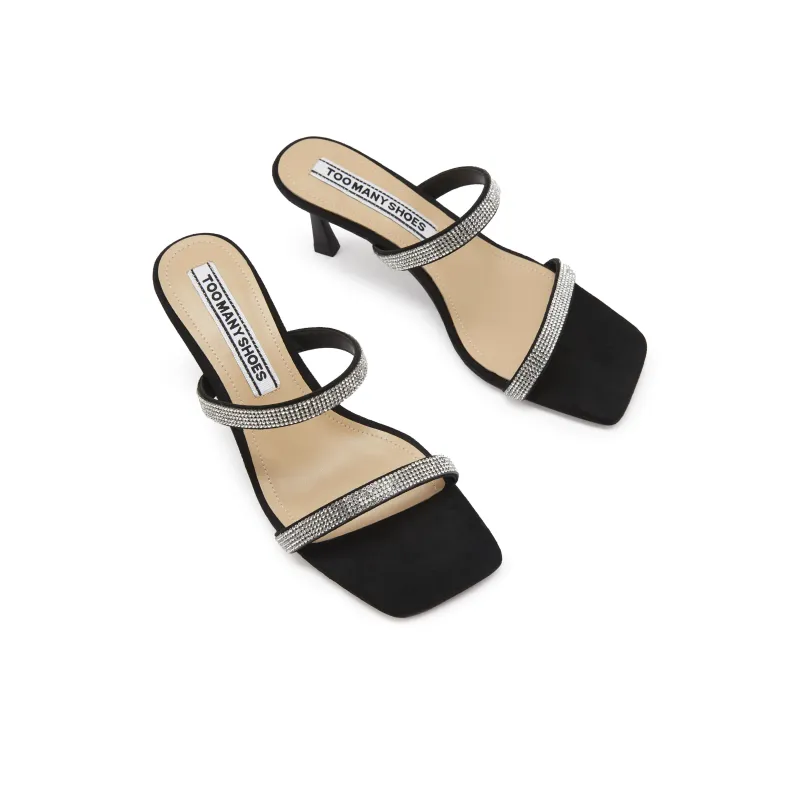 TOOMANYSHOES Straight Heeled Slippers Women's Black-2