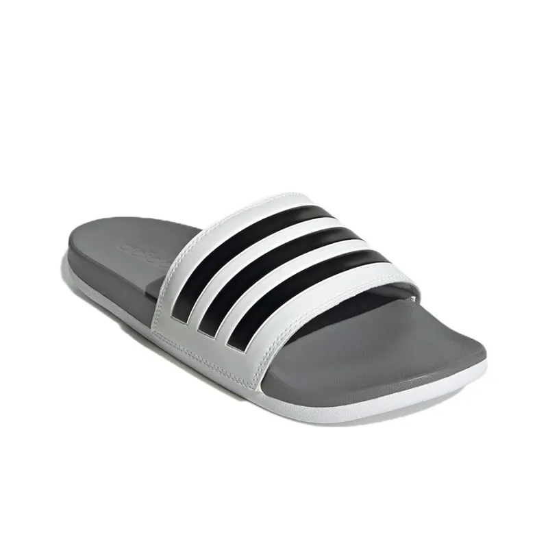 Adidas Adilette Comfort Slides Cloud White Core Black Grey Three-2