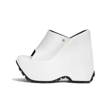 VERSACE Rubber Sole Slip Resistant Slide Slippers Women's White