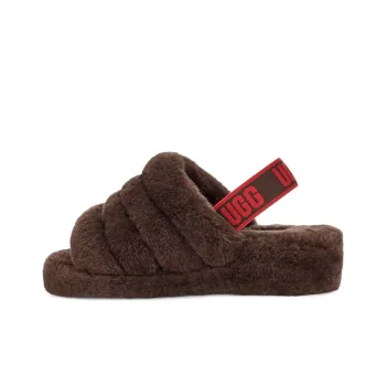 UGG FLUFF YEAH Slide Stylish Sandals Women's Gray Red