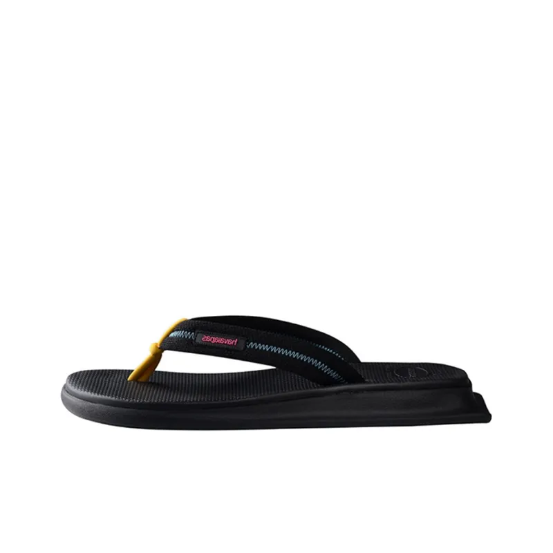 Havaianas Tradi Zori II Rubber Sole Flip Flops Unisex Black Yellow-1