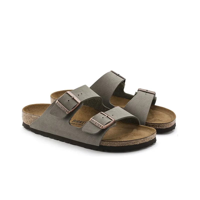 Birkenstock Arizona Birkibuc Narrow Fit Sandals 'Stone'-3