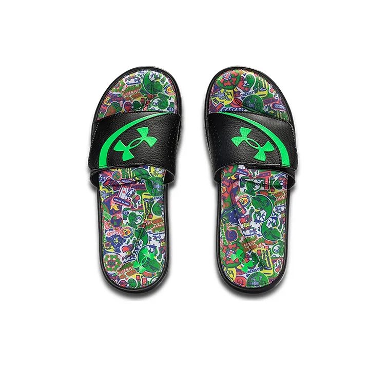 Under Armour Ignite Vi Graphic Strap Slides 'Black Green'-3