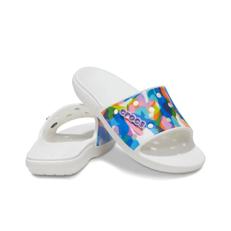 Crocs Classic Bubble Block Slides 'White Multi'-3