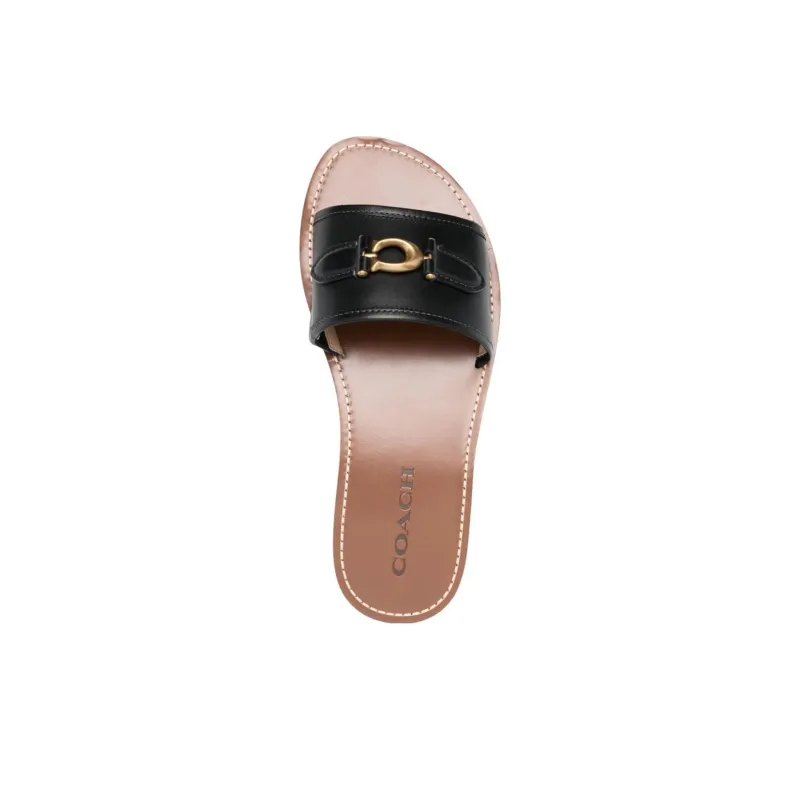 COACH Rubber Sole Quiet Slide Slippers Women's Brown-4