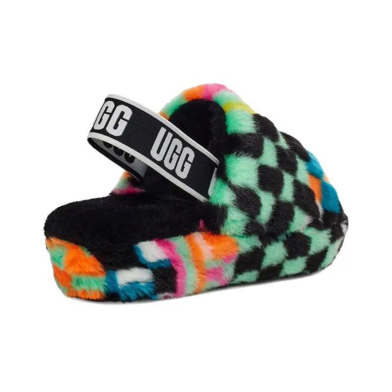 UGG FLUFF YEAH Slippers Women's Black Multicolor-3