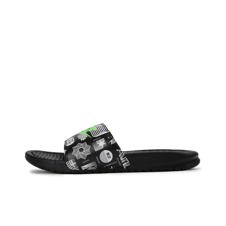 Nike Benassi JDI Print Slide Slippers Men Black Green POIZON