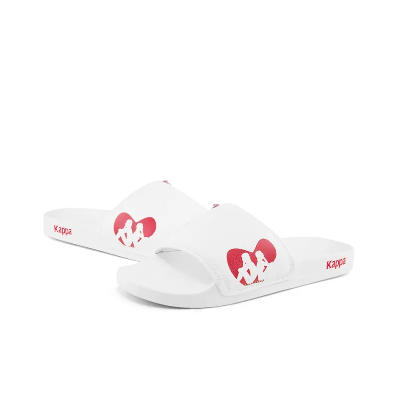 Kappa Slide Slippers Unisex Jasmine White/Cherry Red-5
