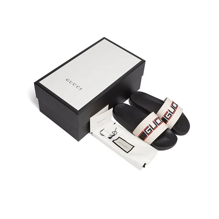 GUCCI Stripe Rubber Slide 'Ecru'-6