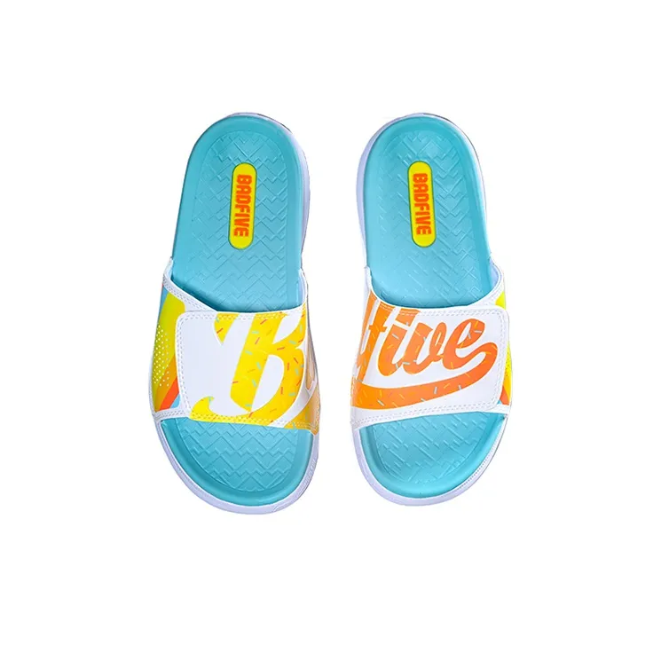 LiNing Badfive Quiet Slide Slippers Men's White Blue Yellow-3