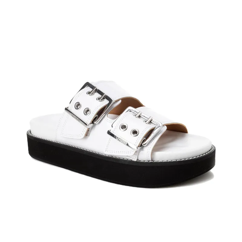 GANNI Slide Slippers Women's Black White-2