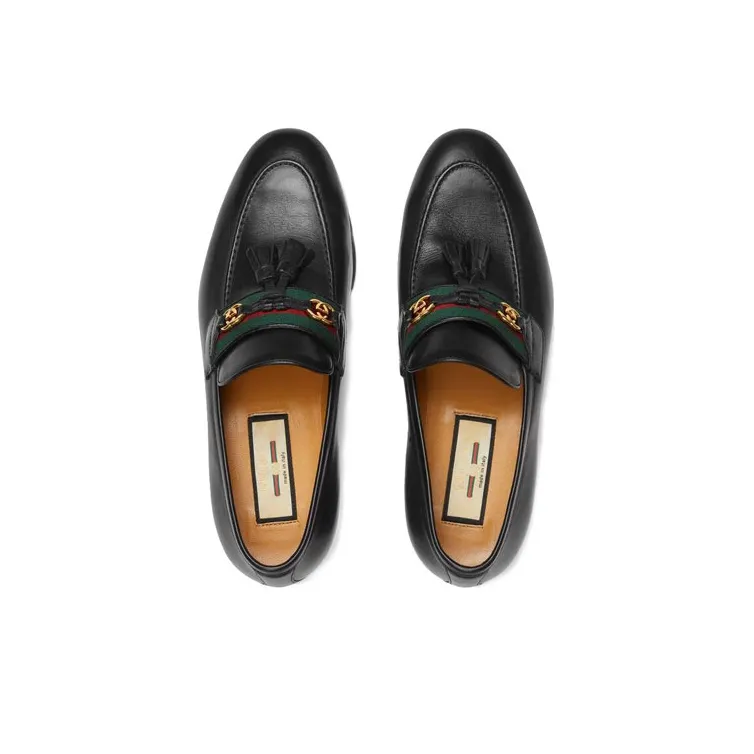 GUCCI Web Interlocking G Loafers-2