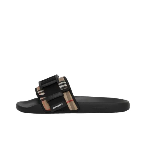 Burberry Vintage Check Buckled Slides Black