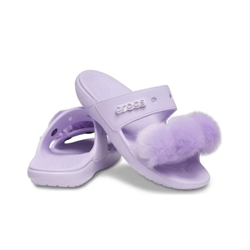 Crocs Classic Fur Sure Slip On Sandals 'Lilac' Women's-3